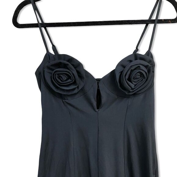 AFRM Silas mini dress Black Bodycon rosette bust Revolve NWT M - Picture 4 of 9